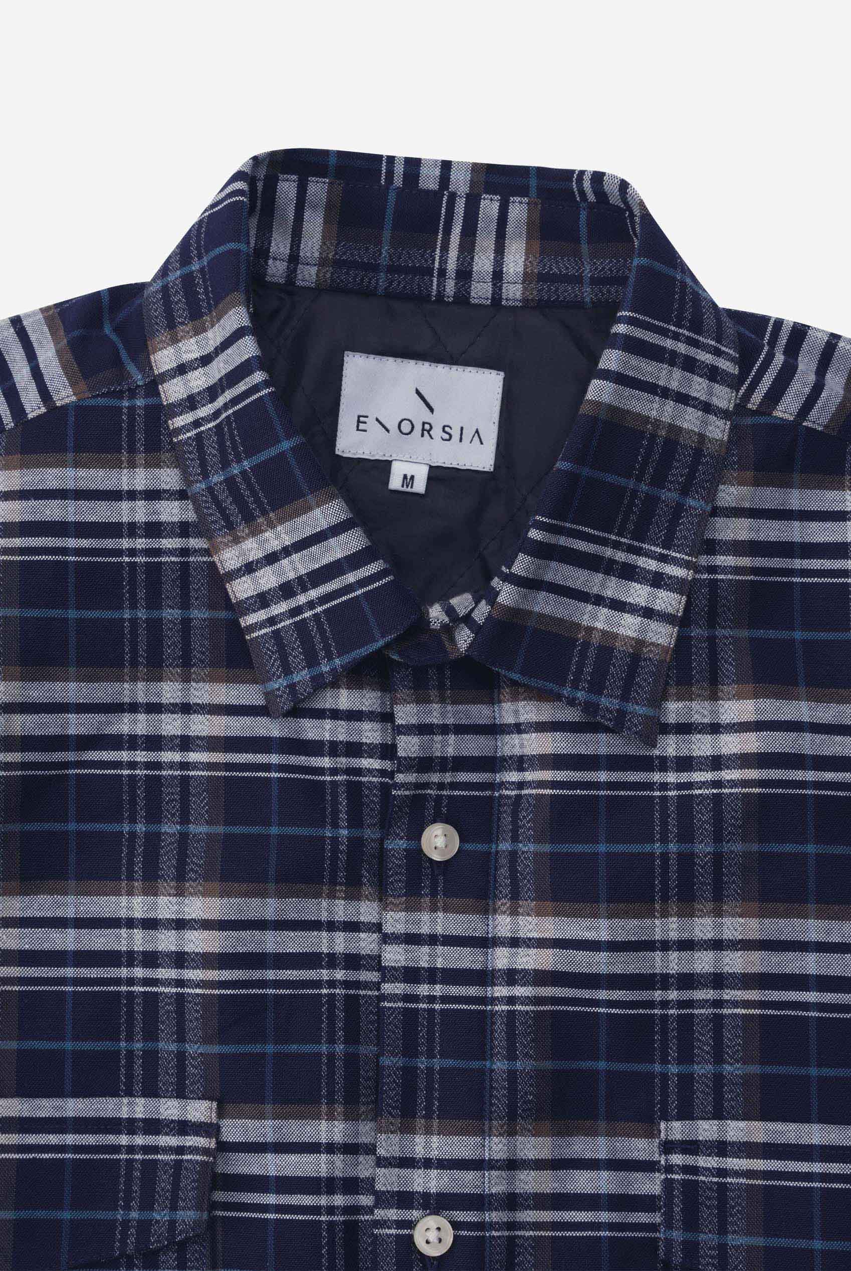 Mens Navy/White Signature Oxford Check Shacket