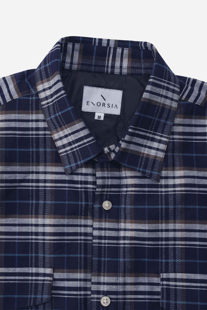 Mens Navy/White Signature Oxford Check Shacket