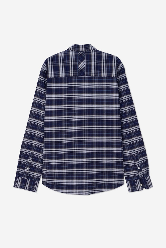 Mens Navy/White Signature Oxford Check Shacket
