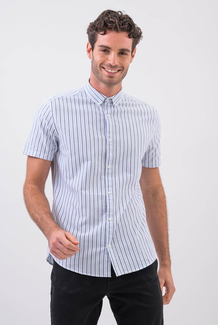 White Stripe Short Sleeve Oxfrod Shirt