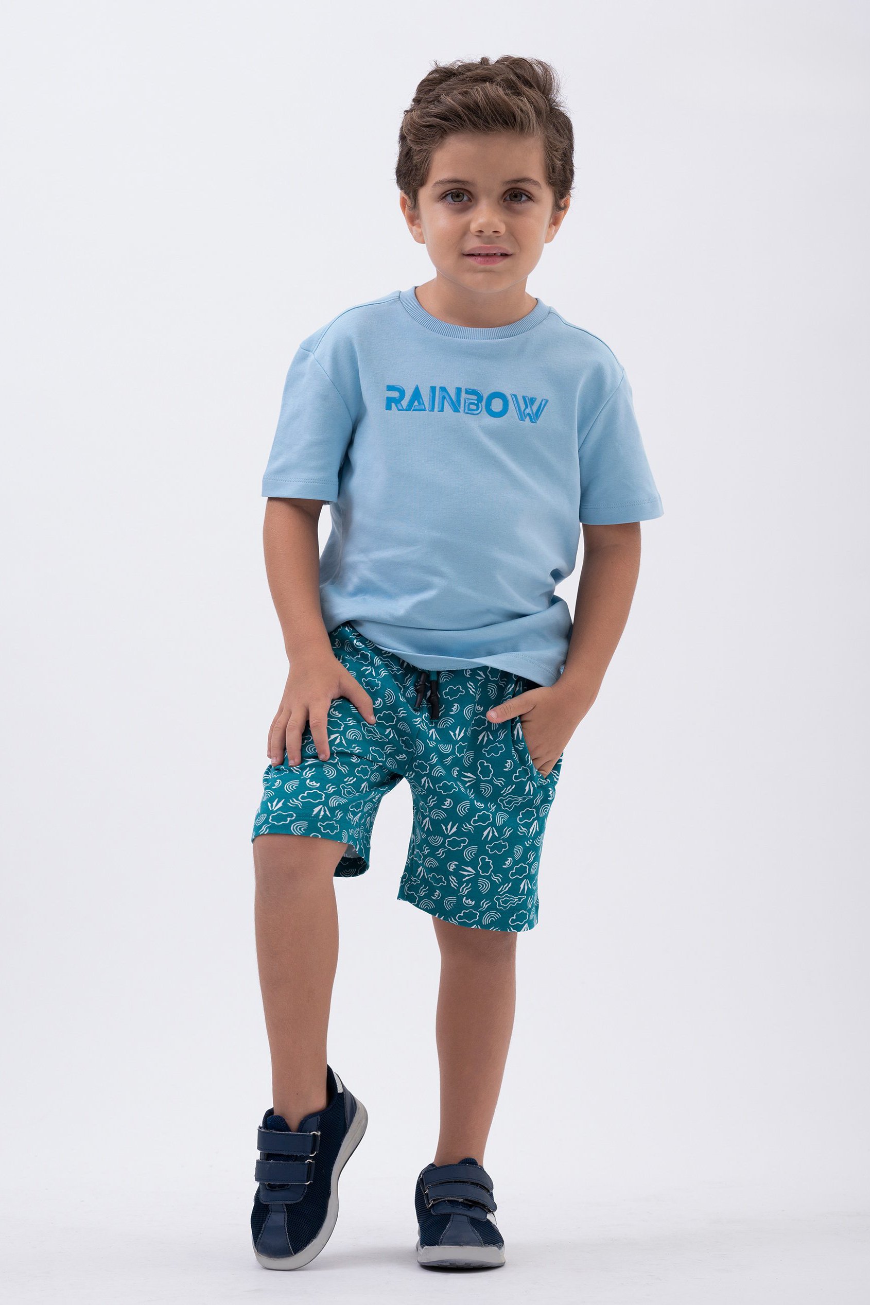 Crew Neck Shiny Printed T-Shirt