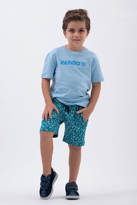 White Crew Neck Shiny Printed T-Shirt