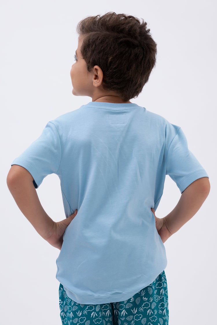 Crew Neck Shiny Printed T-Shirt