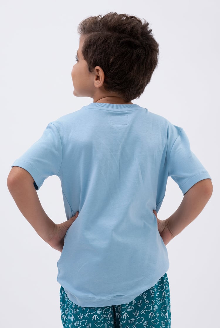 Crew Neck Shiny Printed T-Shirt