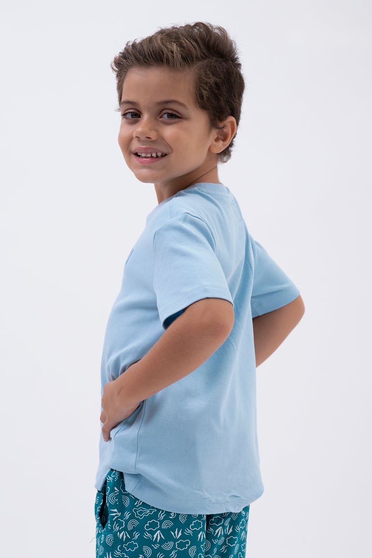 Crew Neck Shiny Printed T-Shirt