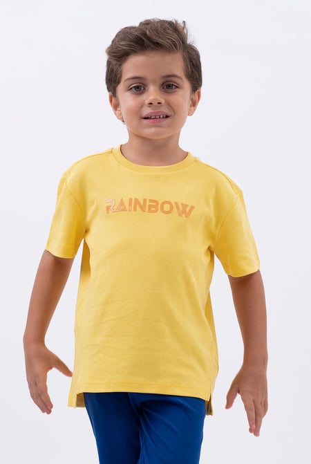 White Crew Neck Shiny Printed T-Shirt