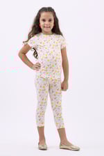 Girls Printed SS T-Shirt & Cropped Pyjama Set