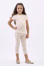 Girls Printed SS T-Shirt & Cropped Pyjama Set