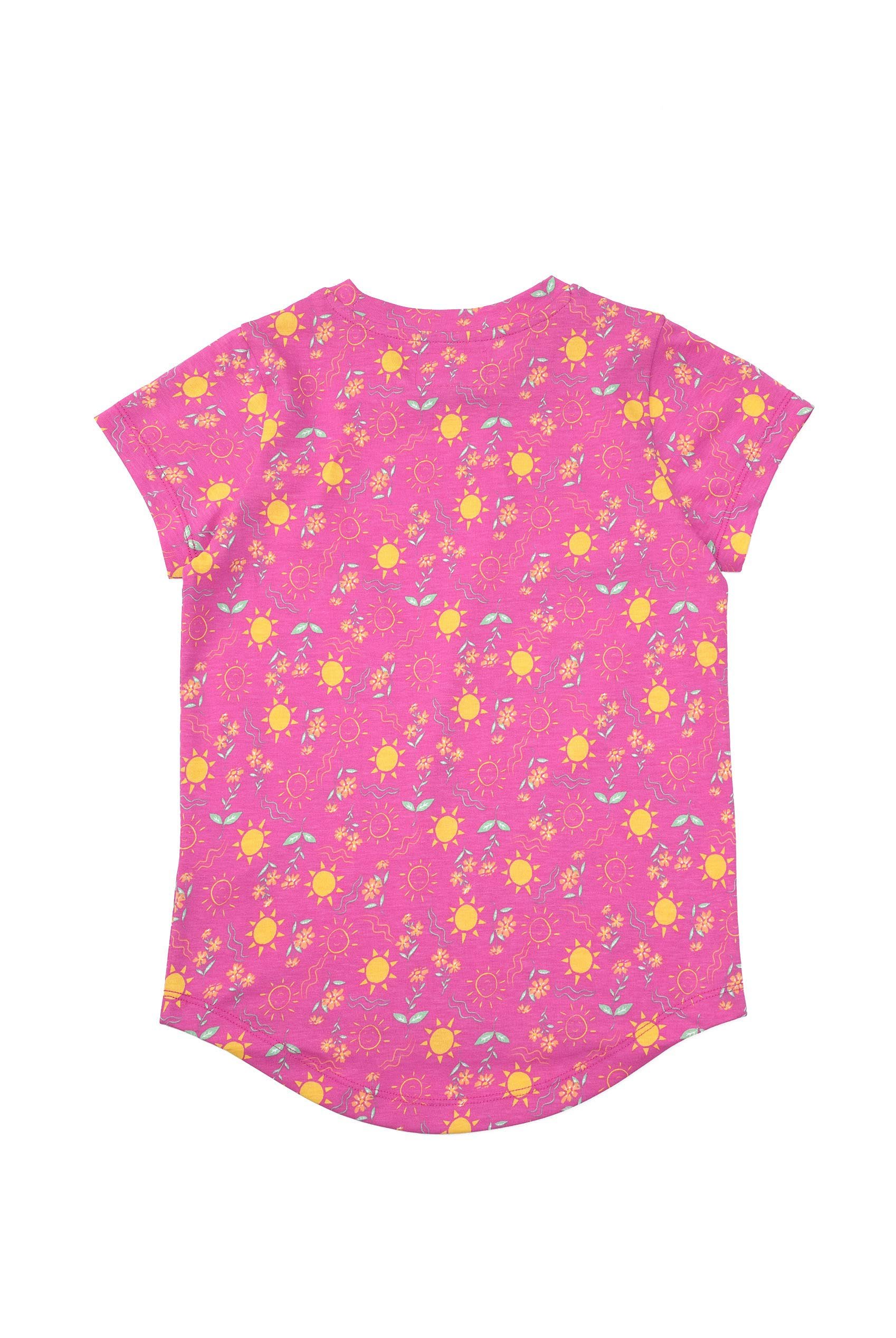 Girls Printed SS T-Shirt & Cropped Pyjama Set