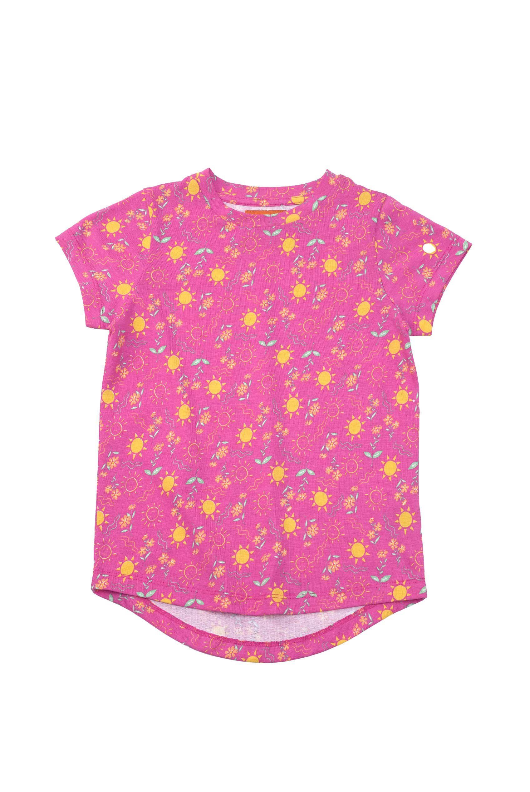 Girls Printed SS T-Shirt & Cropped Pyjama Set