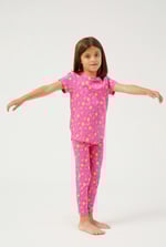 Girls Printed SS T-Shirt & Cropped Pyjama Set