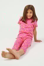 Girls Printed SS T-Shirt & Cropped Pyjama Set