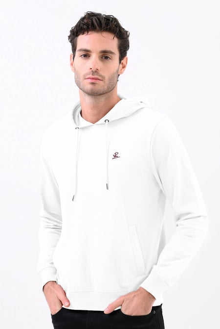 White Premium Pull Over Hoodie With Signature Logo