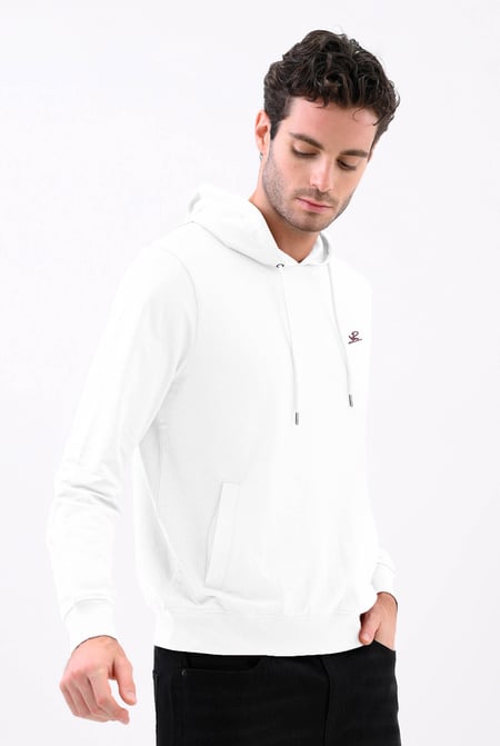 White Premium Pull Over Hoodie With Signature Logo