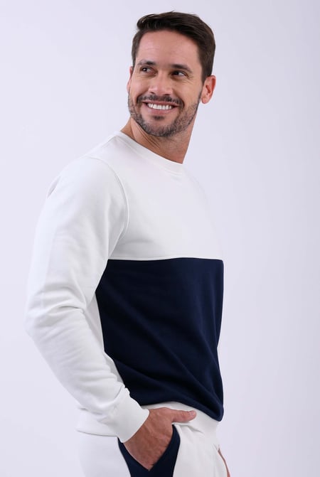 White Crew Neck Colour Block Sweatshirt