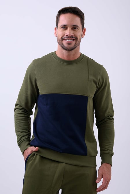 White Crew Neck Colour Block Sweatshirt