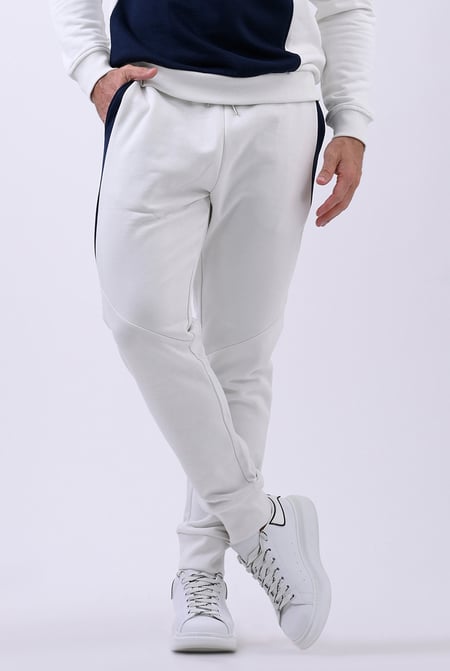 White Colour Block Jersey Track Jogger