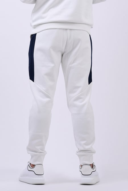 White Colour Block Jersey Track Jogger