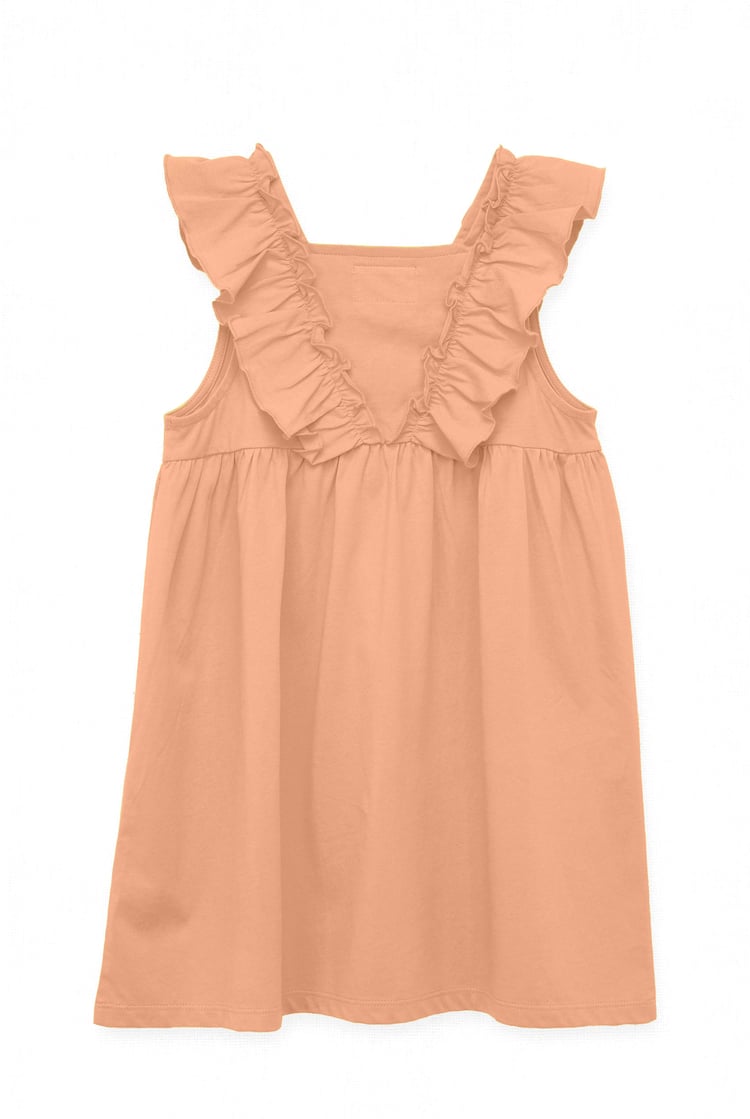 Girls Square Neck Ruffle Sleeve Dress