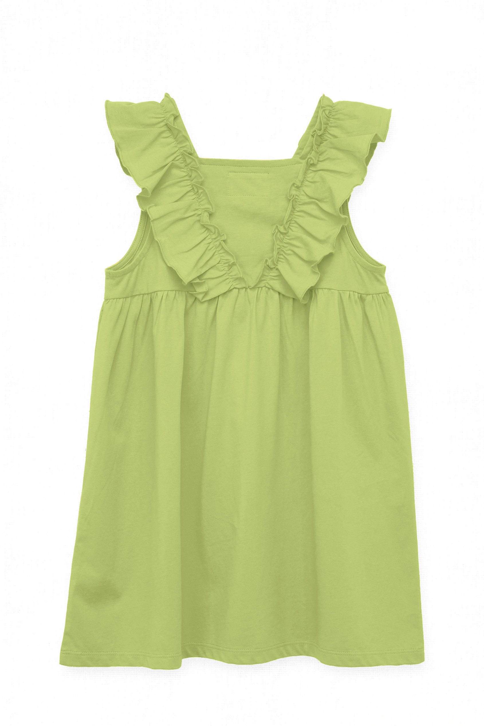 Girls Square Neck Ruffle Sleeve Dress