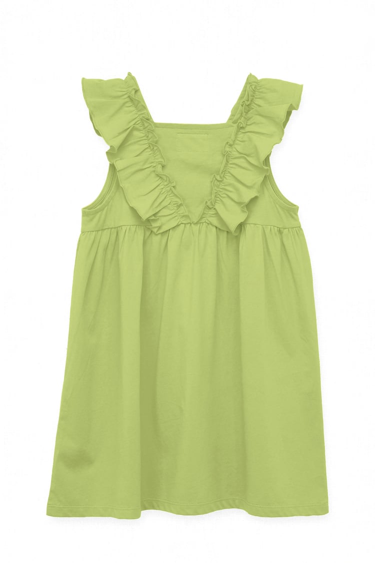 Girls Square Neck Ruffle Sleeve Dress
