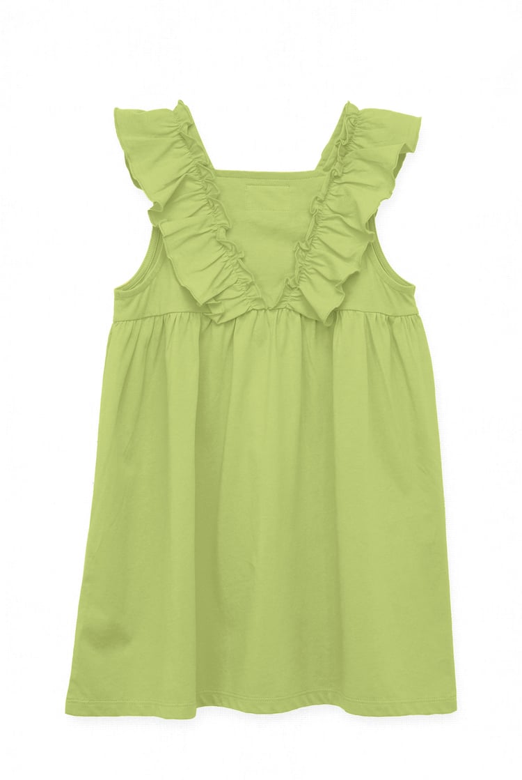 Girls Square Neck Ruffle Sleeve Dress