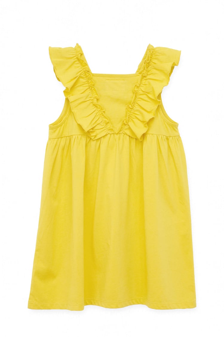 Girls Square Neck Ruffle Sleeve Dress