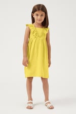 Girls Square Neck Ruffle Sleeve Dress