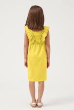 Girls Square Neck Ruffle Sleeve Dress