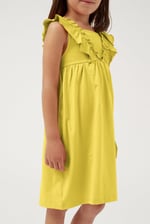 Girls Square Neck Ruffle Sleeve Dress