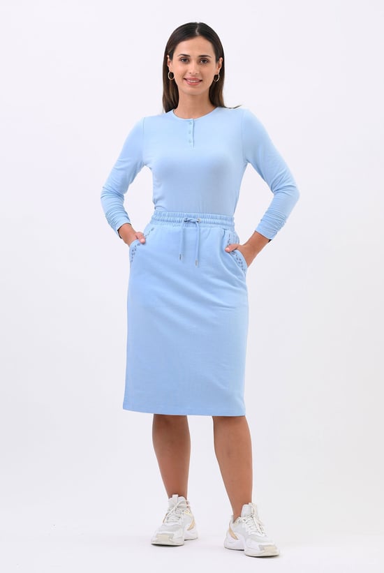 Split Back Terry Midi Skirt