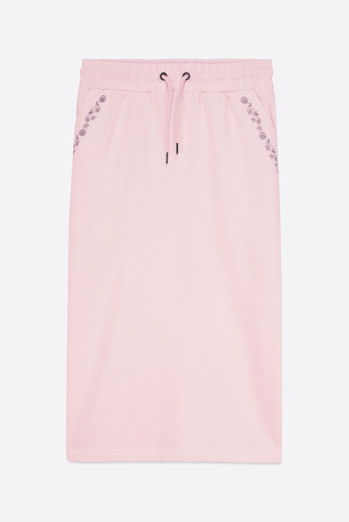 Split Back Terry Midi Skirt