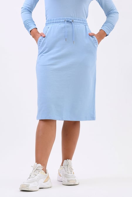 Cream Split Back Terry Midi Skirt