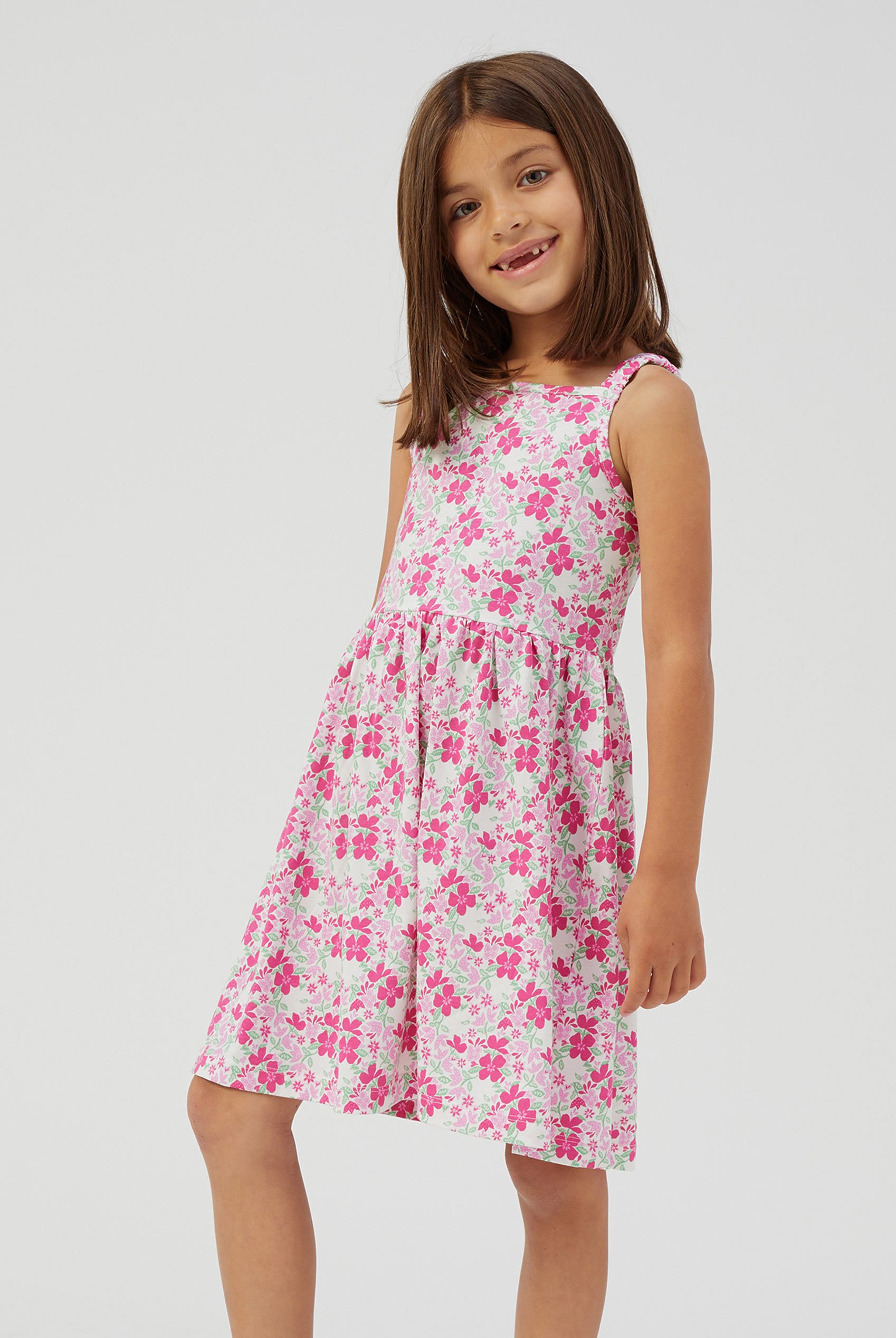Strappy Floral Printed Jersey Dress
