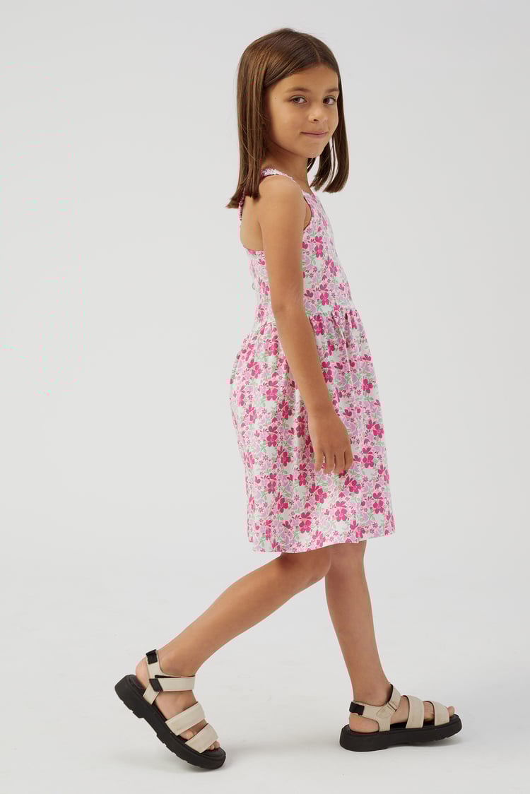 Strappy Floral Printed Jersey Dress