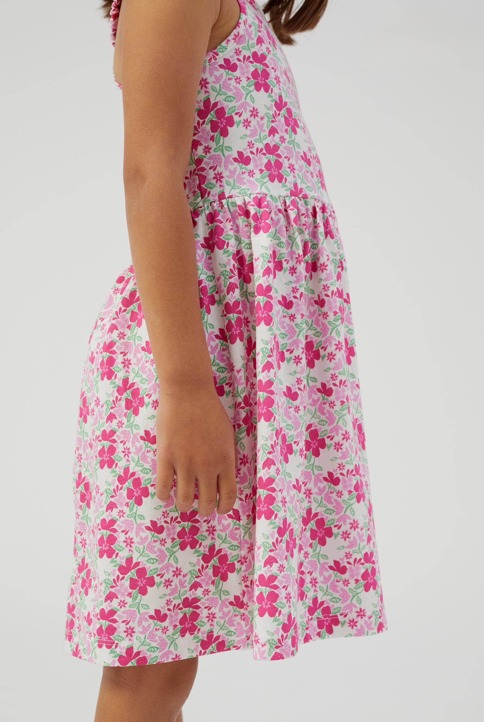 Strappy Floral Printed Jersey Dress