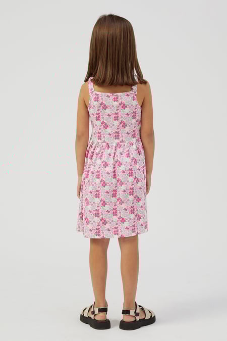 White Strappy Floral Printed Jersey Dress