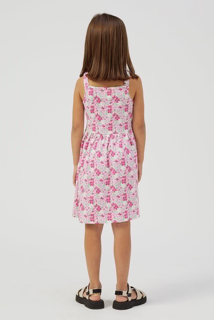 Strappy Floral Printed Jersey Dress