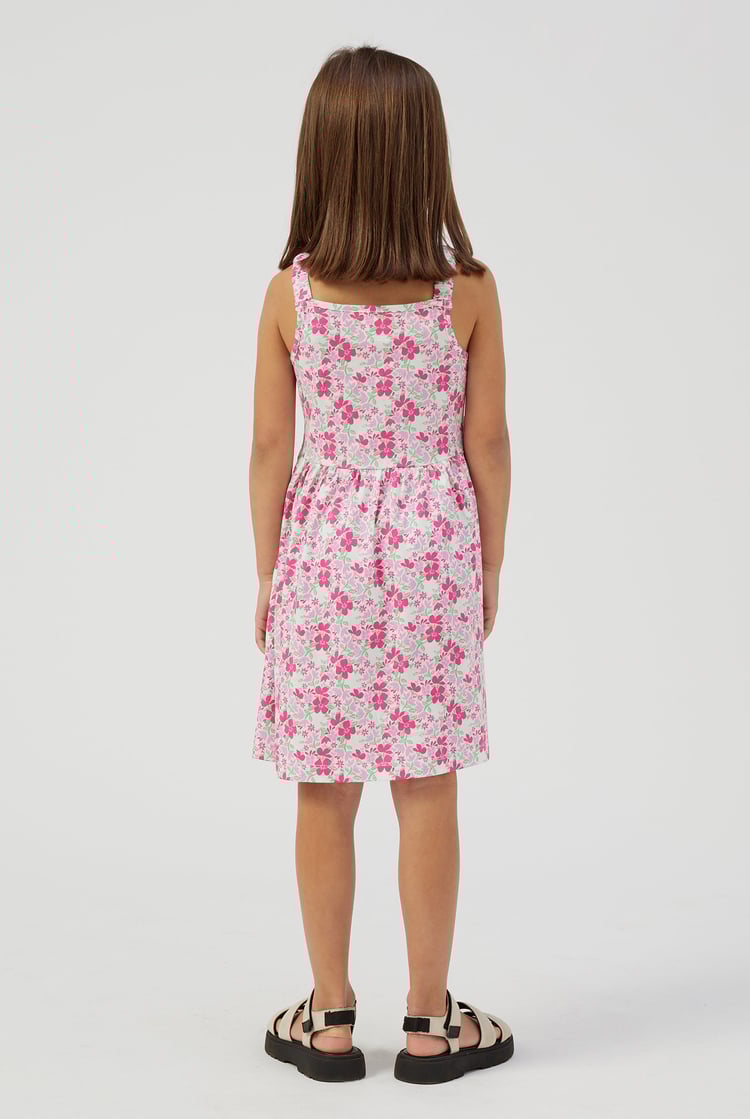 Strappy Floral Printed Jersey Dress