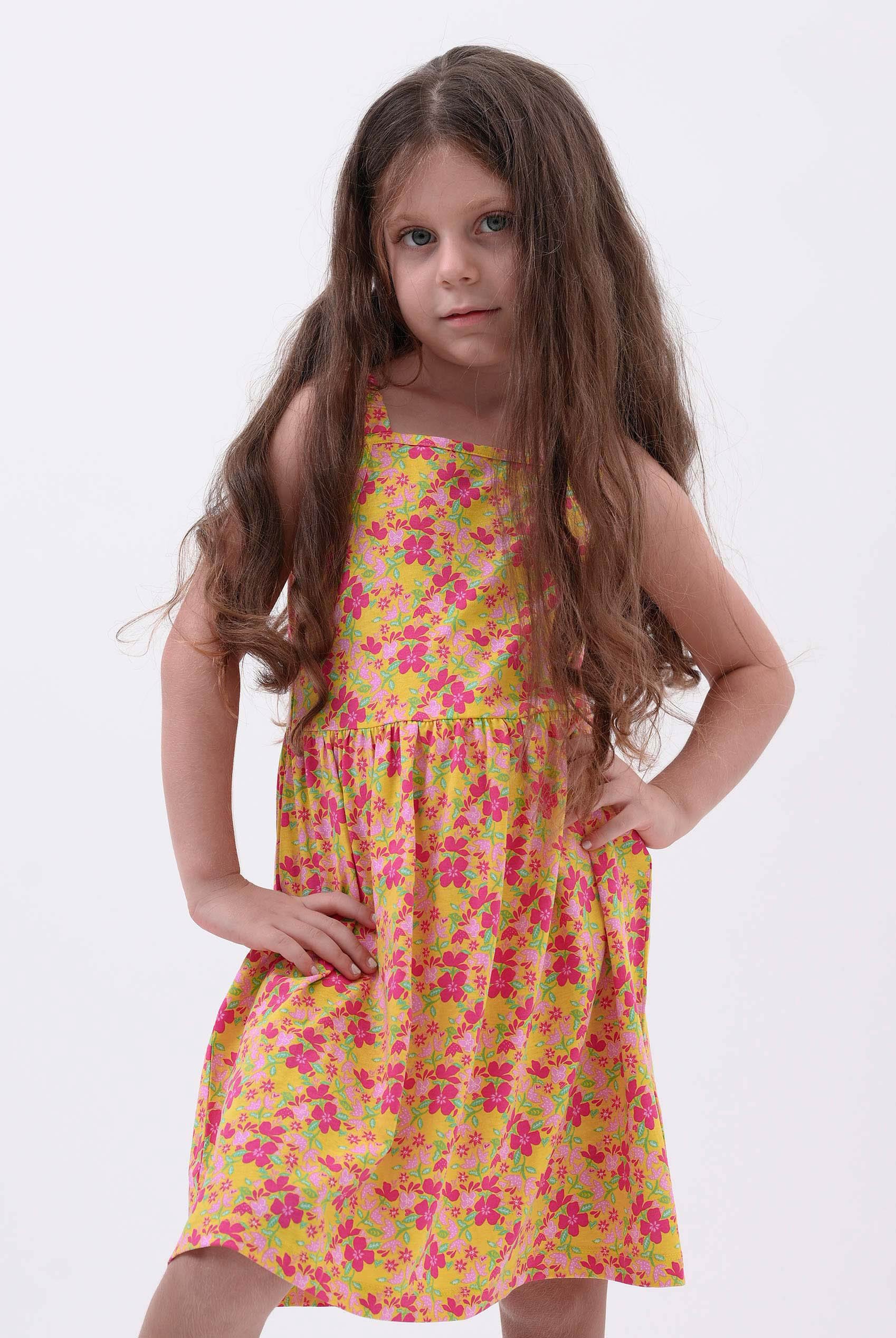 Strappy Floral Printed Jersey Dress