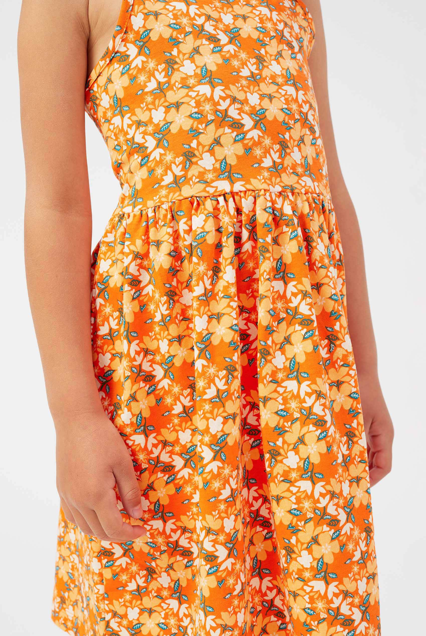 Strappy Floral Printed Jersey Dress