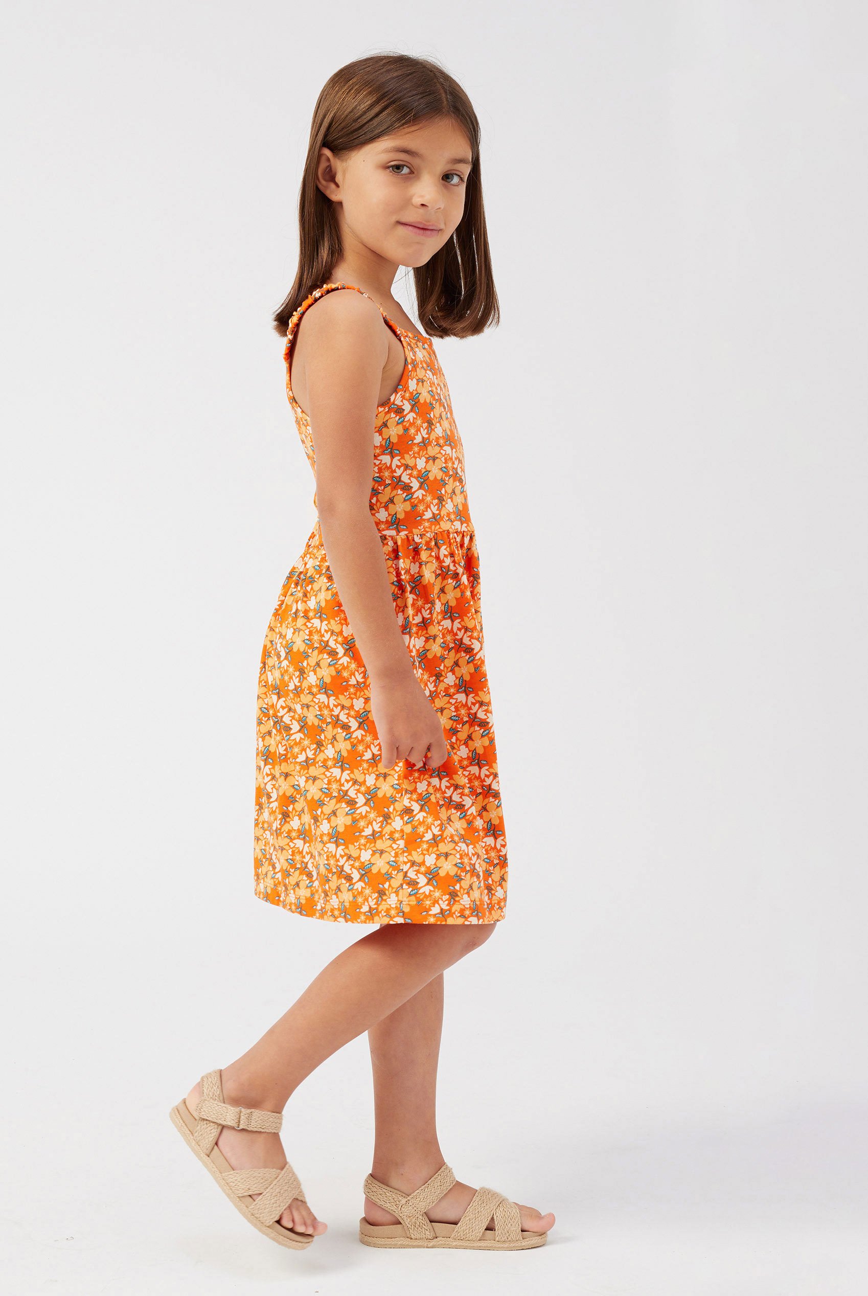Strappy Floral Printed Jersey Dress