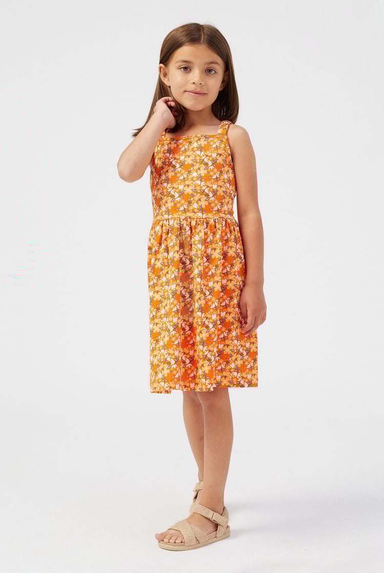 Strappy Floral Printed Jersey Dress