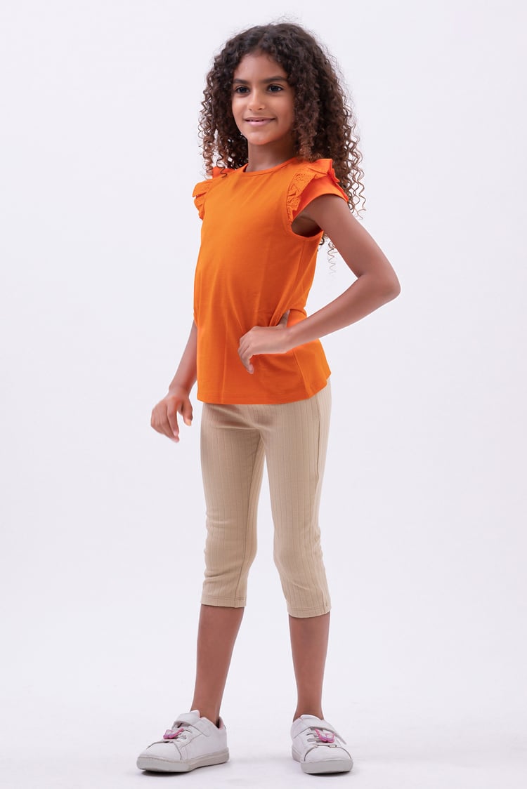 Girls Top With Broderie Ruffle