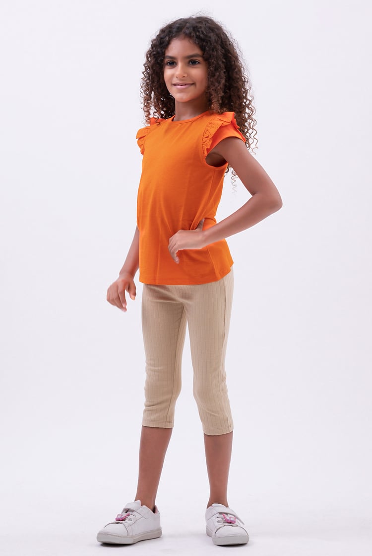 Girls Top With Broderie Ruffle