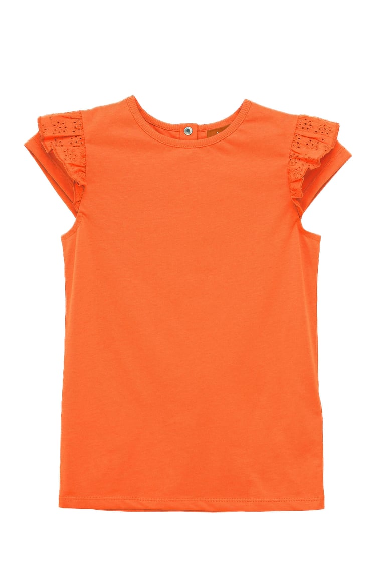 Girls Top With Broderie Ruffle