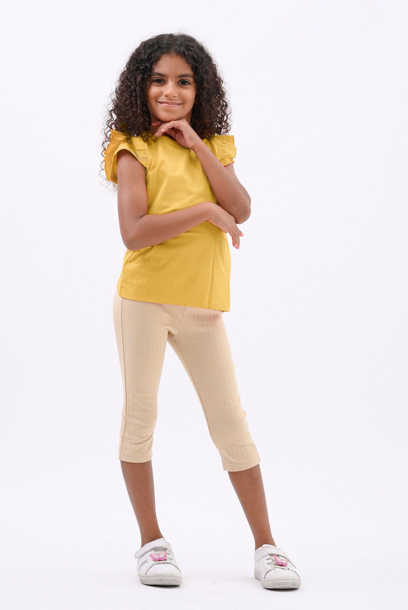 Girls Top With Broderie Ruffle