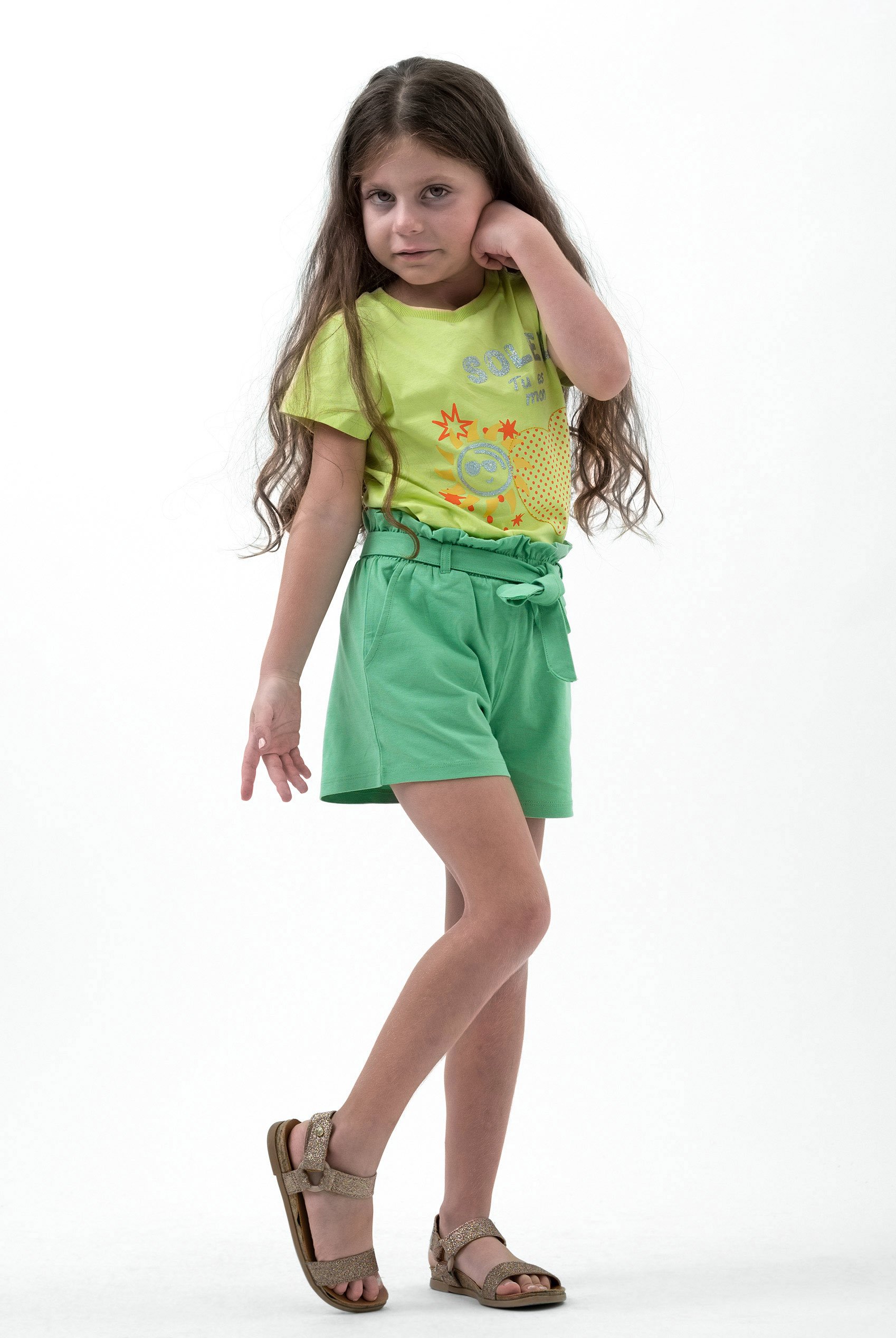 Double Layer Sunny Glitter Printed T-Shirt