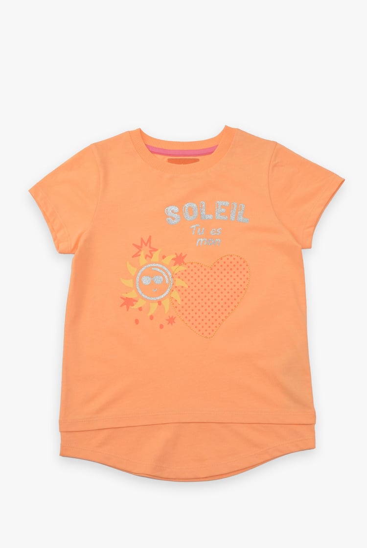 Double Layer Sunny Glitter Printed T-Shirt