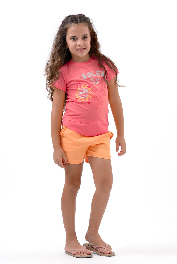 Double Layer Sunny Glitter Printed T-Shirt